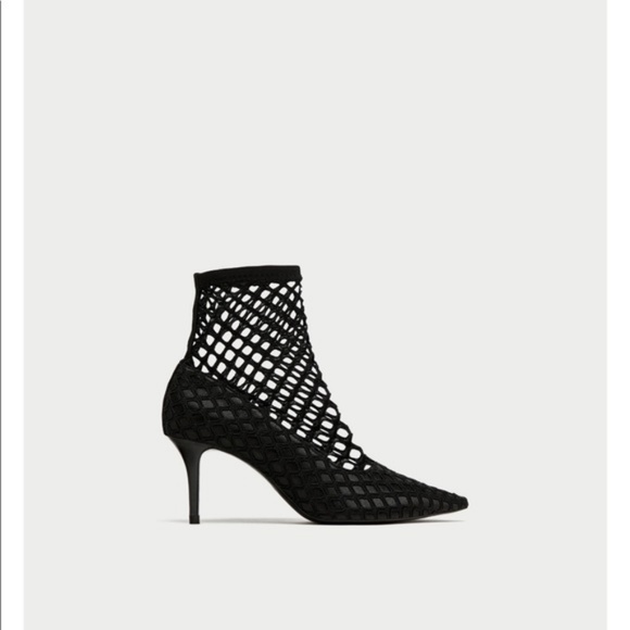 Zara Shoes - Zara mesh fishnet ankle bootie heel 7.5 NWT